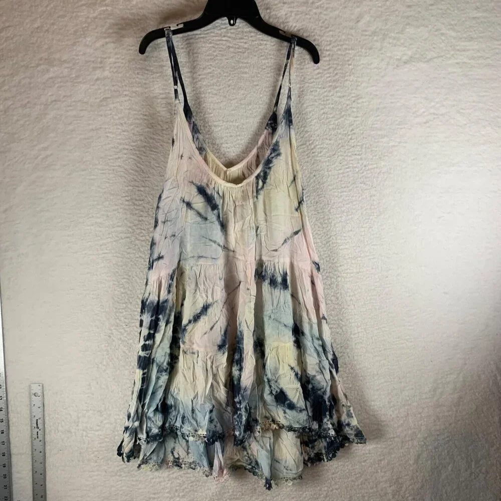 Raviya Women's Tie-Dye Print V-Neck Swim Cover-Up Short Dress Multi Size M NWT‎
